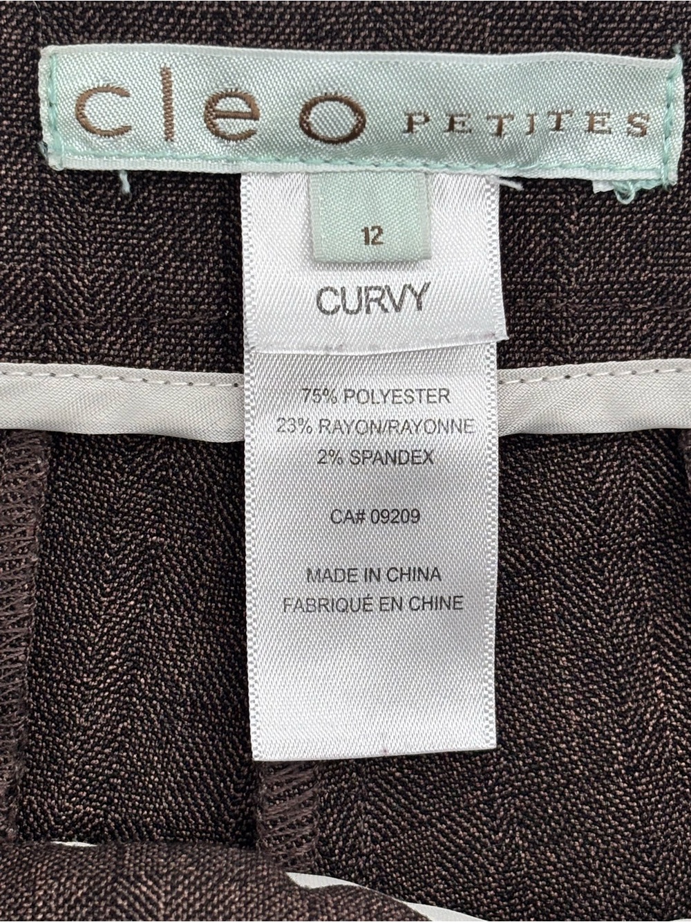 Cleo Petite Curvy Women’s Tailored Brown Straight-Leg Pant Size 12 - Picture 13 of 14